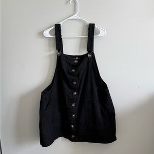 Boohoo Black Denim Overall Dress